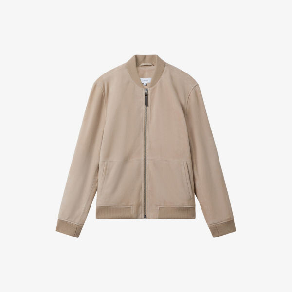 

Замшевый бомбер dilan с ребристым воротником Reiss, цвет stone