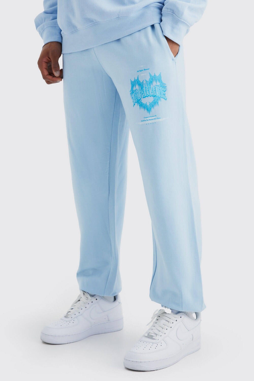 

Джоггеры с графикой homme heart Boohoo, синий