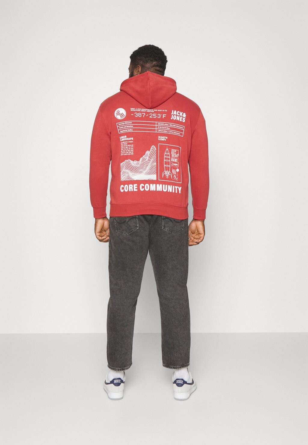 

Толстовка с капюшоном Jack & Jones Jcounseen Backprint Hood, палисандр, Красный