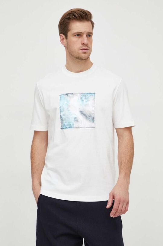 

Хлопковая футболка Armani Exchange, бежевый