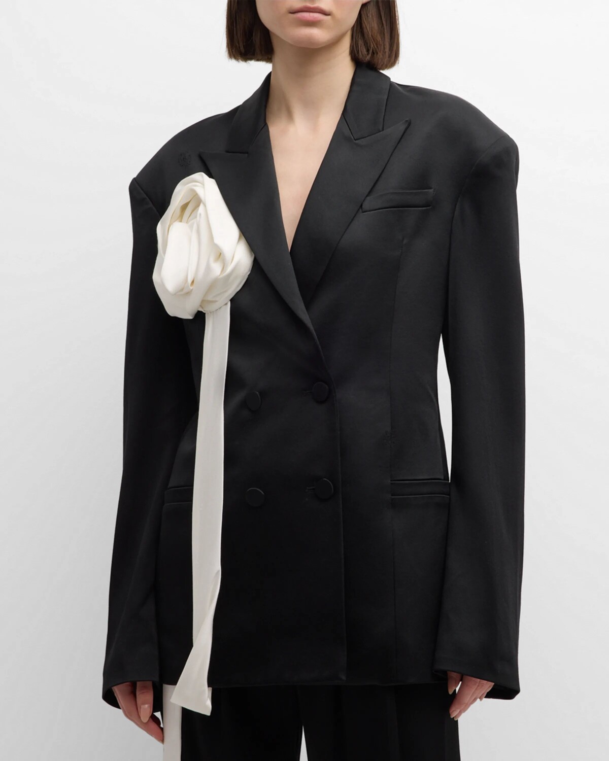 

Двубортный пиджак Daniel Corsage Hellessy, цвет Black/Ecru