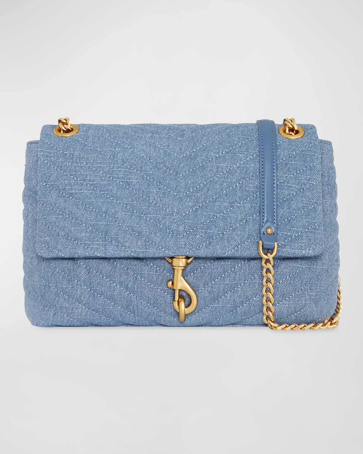 

Стеганая джинсовая сумка на плечо Edie с клапаном Rebecca Minkoff, цвет Denim