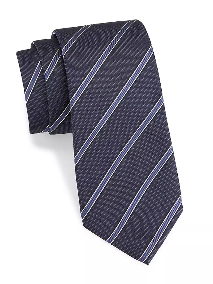 Шелковый галстук в фактурную полоску Isaia, синий