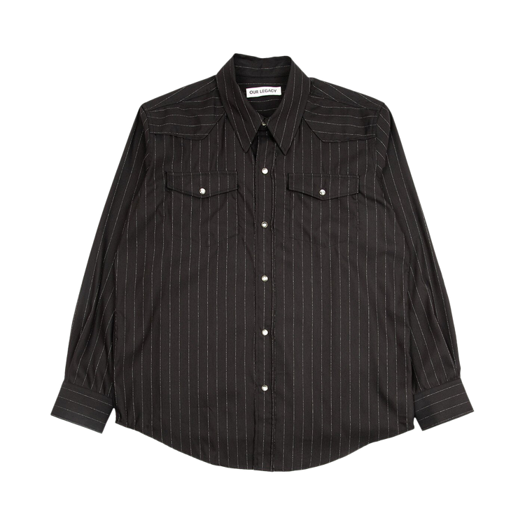 Рубашка Our Legacy Frontier 'Black Chalk Stripe', черный