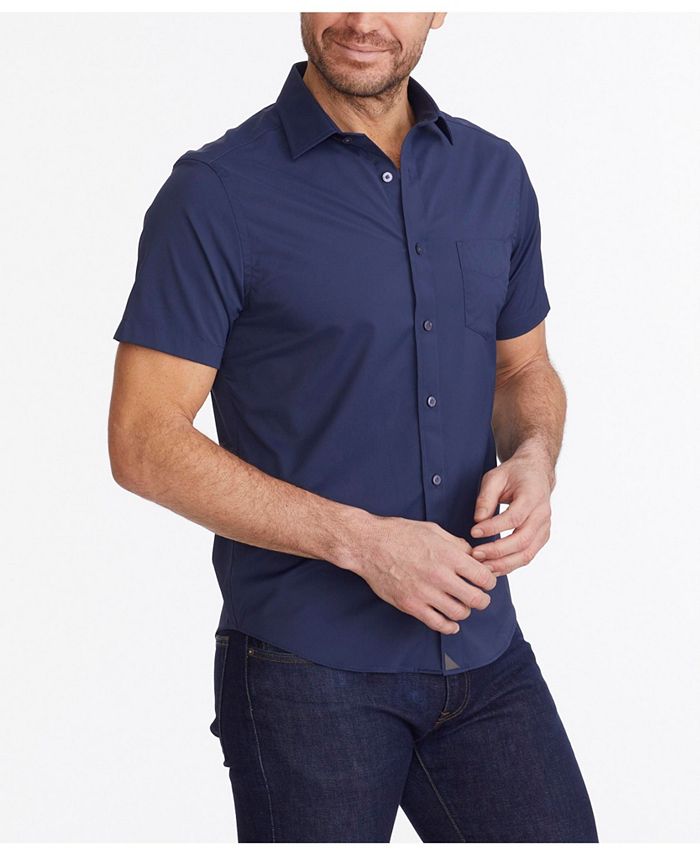 Мужская рубашка стандартного кроя без морщин с короткими рукавами и пуговицами Gironde UNTUCKit, синий мужская рубашка стандартного кроя без морщин performance gironde на пуговицах untuckit синий