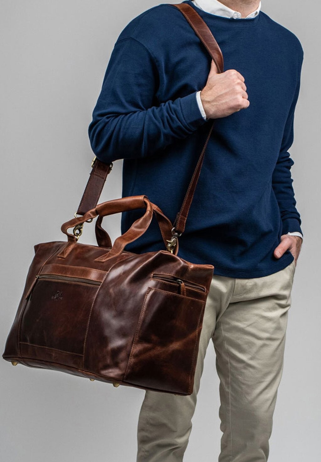 

Сумка Weekender LEATHER DUFFEL BAG BRISTOL SID & VAIN, цвет braun cognac