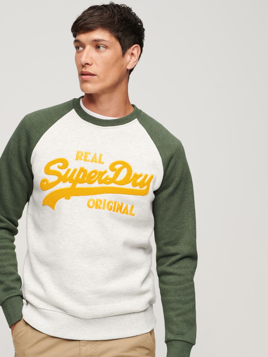 

Толстовка с круглым вырезом Athletic Vintage с логотипом реглан Superdry, ледниковый серый/хаки
