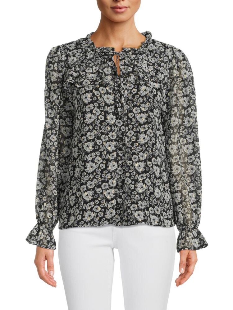

Топ с цветочным принтом и завязками на шее Saks Fifth Avenue, цвет Black Multi