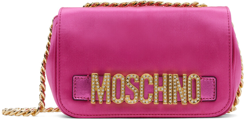 

Розовая сумка с логотипом Moschino