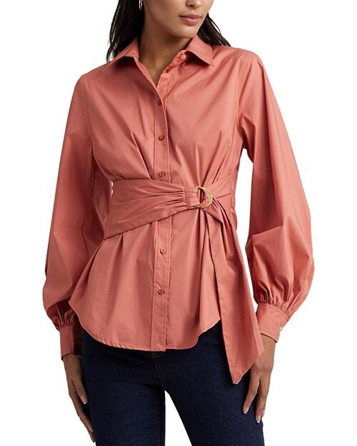 

Рубашка на пуговицах с завязкой спереди Ralph Lauren, цвет Pink