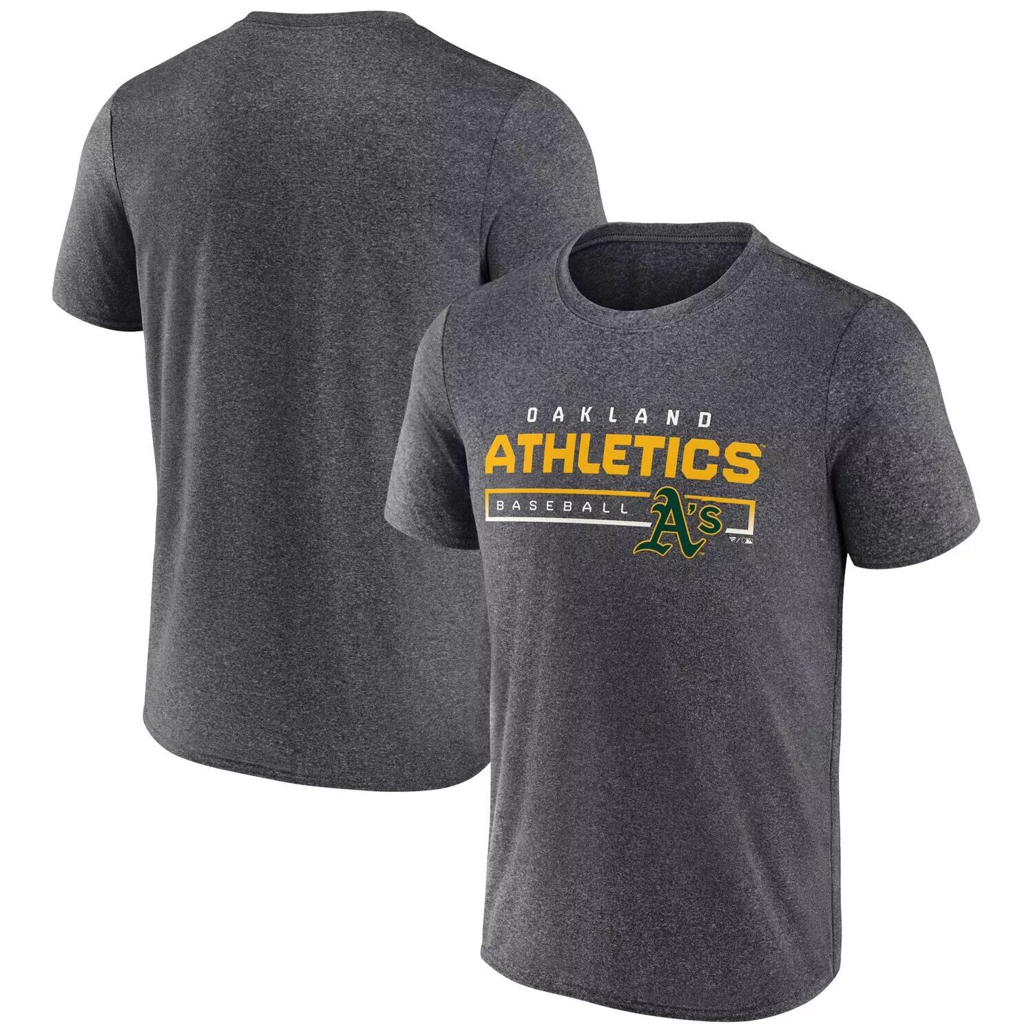 

Мужская темно-серая футболка с логотипом Oakland Athletics из синтетической ткани длительного пользования Fanatics, Серый