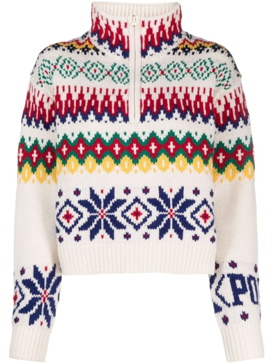 

Polo Ralph Lauren шерстяной джемпер с логотипом и воротником на молнии, белый
