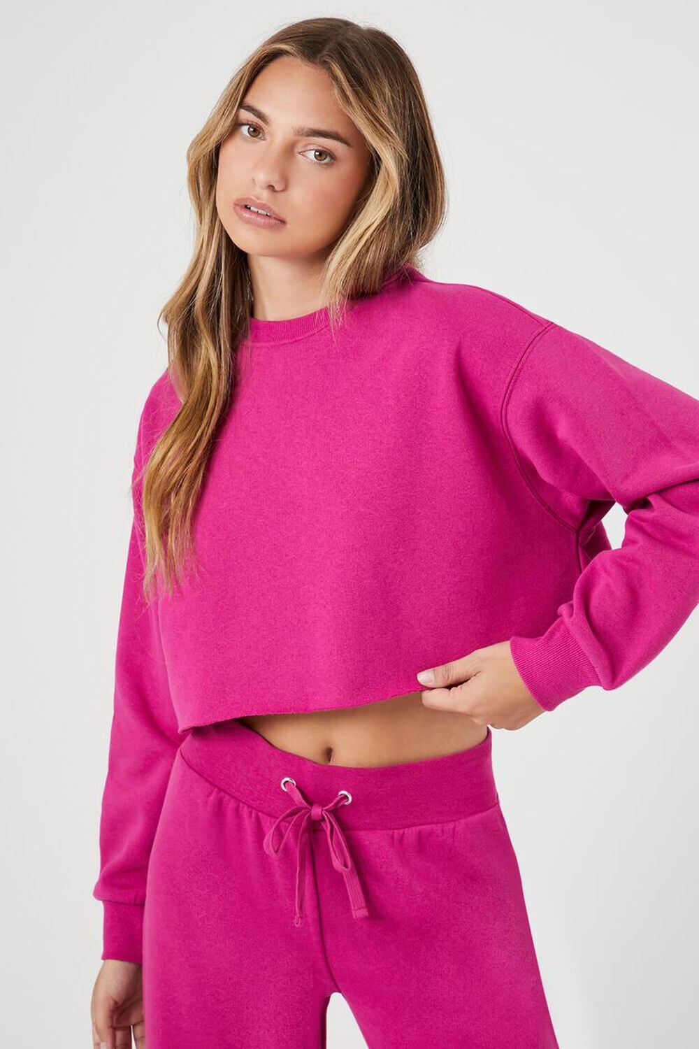 

Укороченный флисовый пуловер Forever 21, фуксия