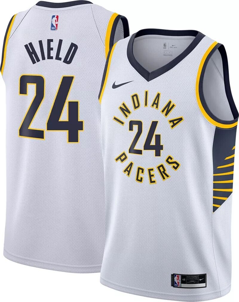 

Мужская белая майка Nike Indiana Pacers Buddy Hield #24 Dri-FIT Swingman