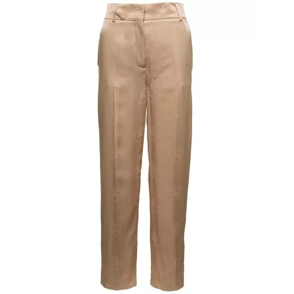 

Брюки jane' beige high-waisted relaxed pants in silk Burberry, коричневый