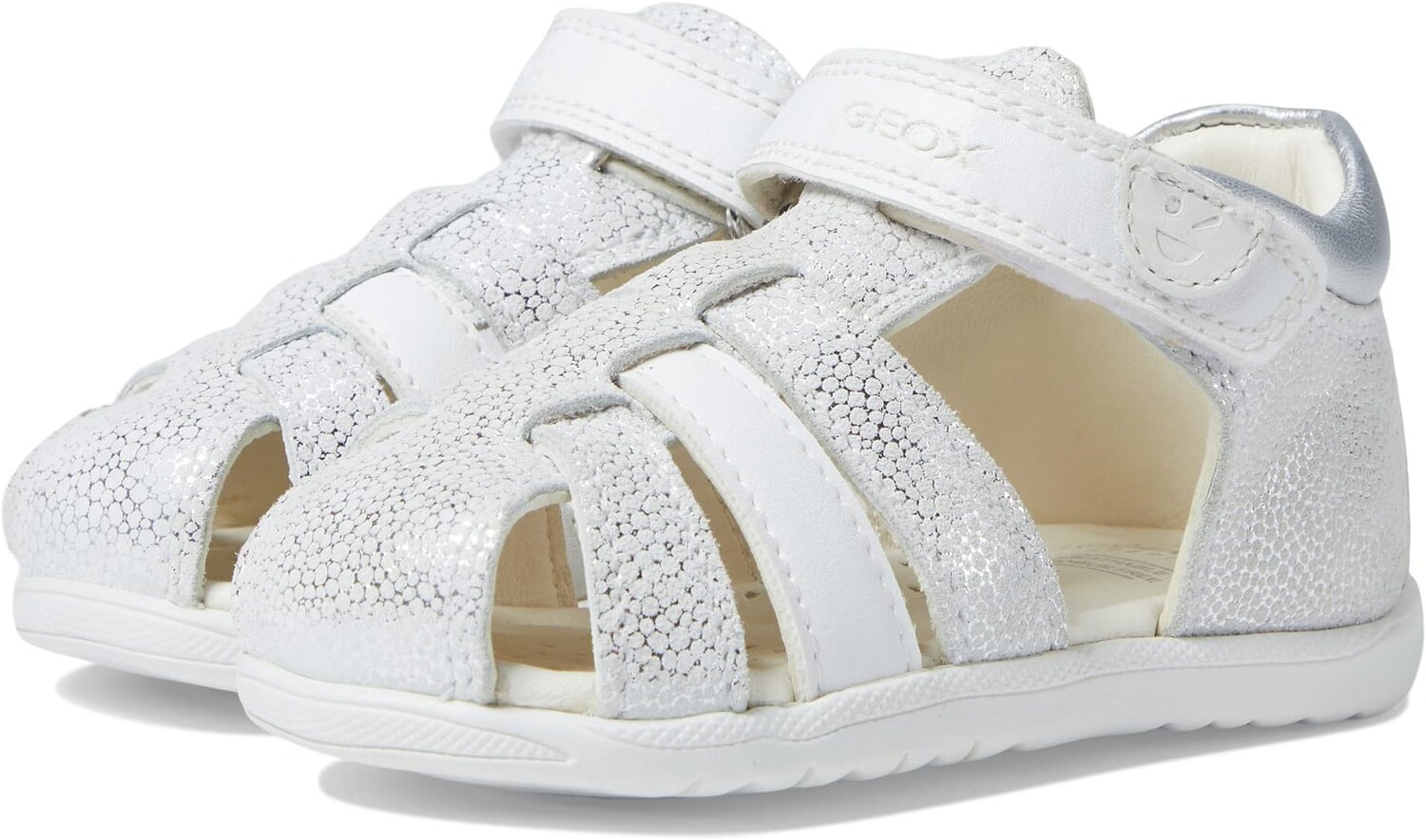 

Сандалии на плоской подошве Sandal Macchiagi 4 Geox, цвет Off-White/Silver