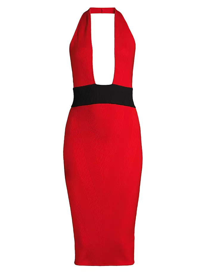 Платье с бретелькой из мериносовой ткани в рубчик Victor Glemaud, черный брелок victor pgco 808 red