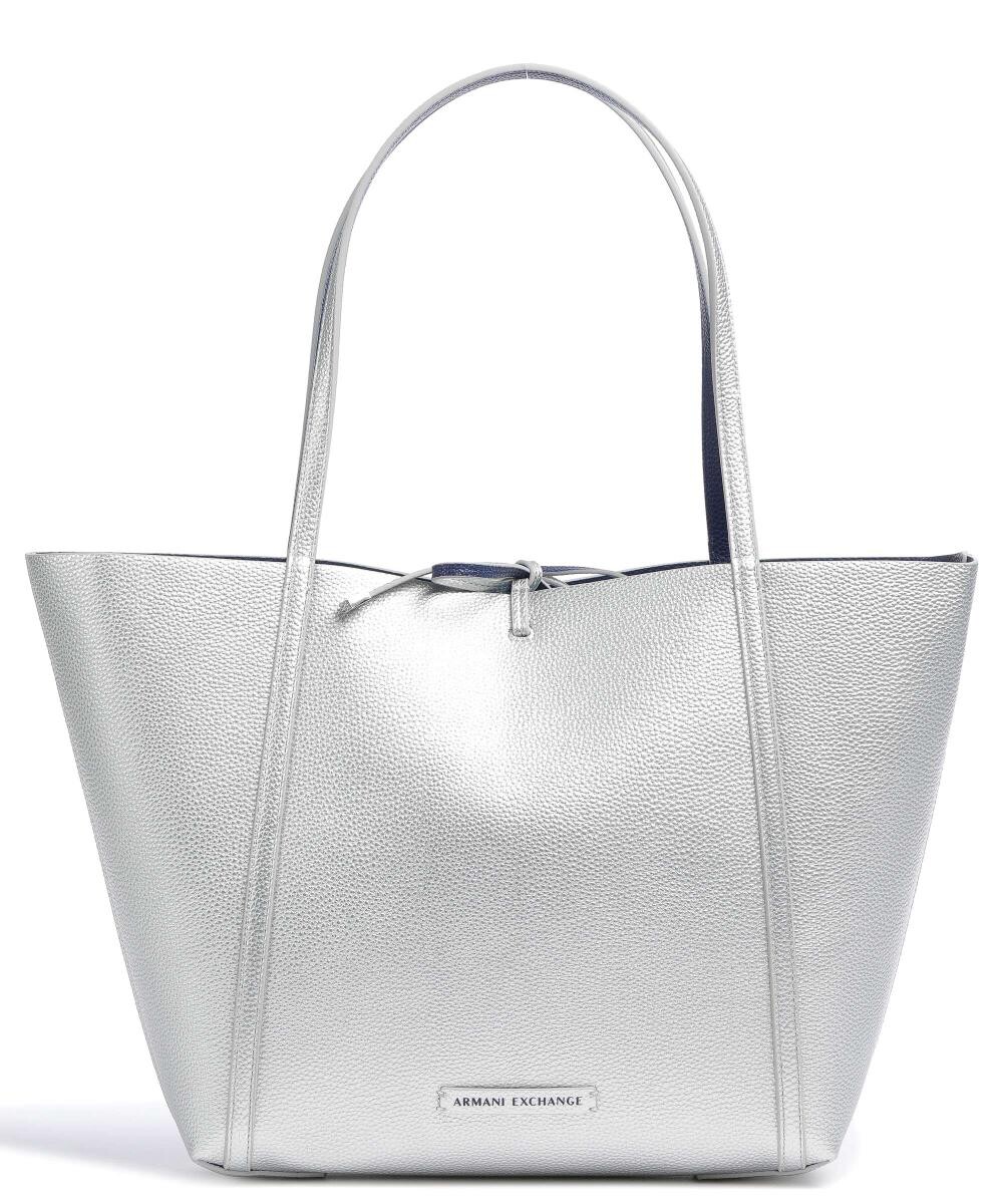 

Шопер из искусственной кожи Armani Exchange, серебряный