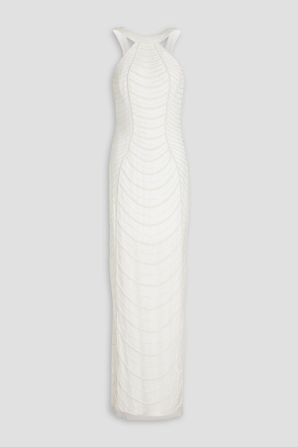 Платье из тюля, украшенное бисером AIDAN MATTOX, белый
