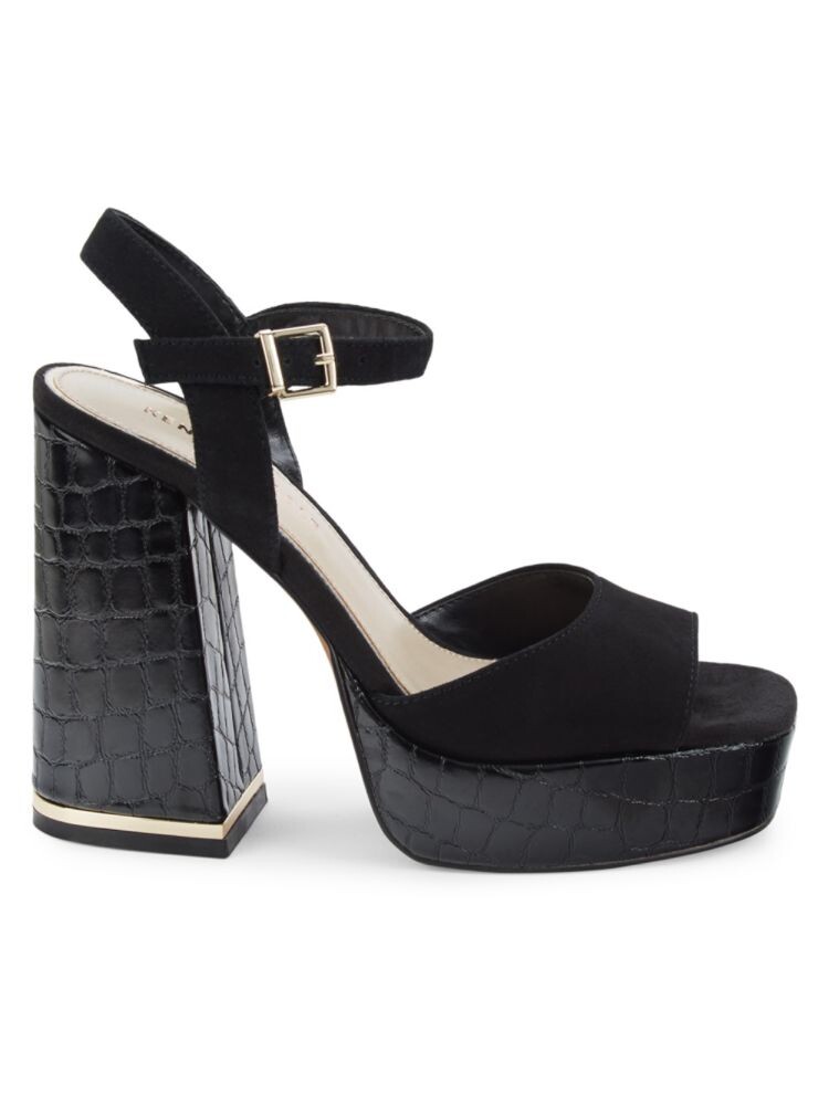 

Сандалии Dolly из кожи и замши с тиснением под крокодила Kenneth Cole, черный
