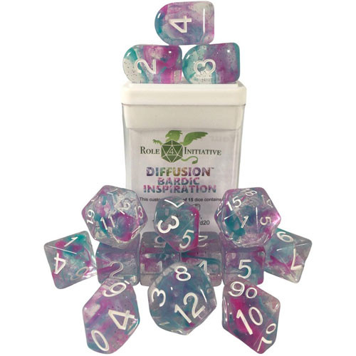 

Аксессуары Role 4 Initiative R4I Dice w/ Arch'd4: Diffusion - Bardic Inspiration w/ White (15)