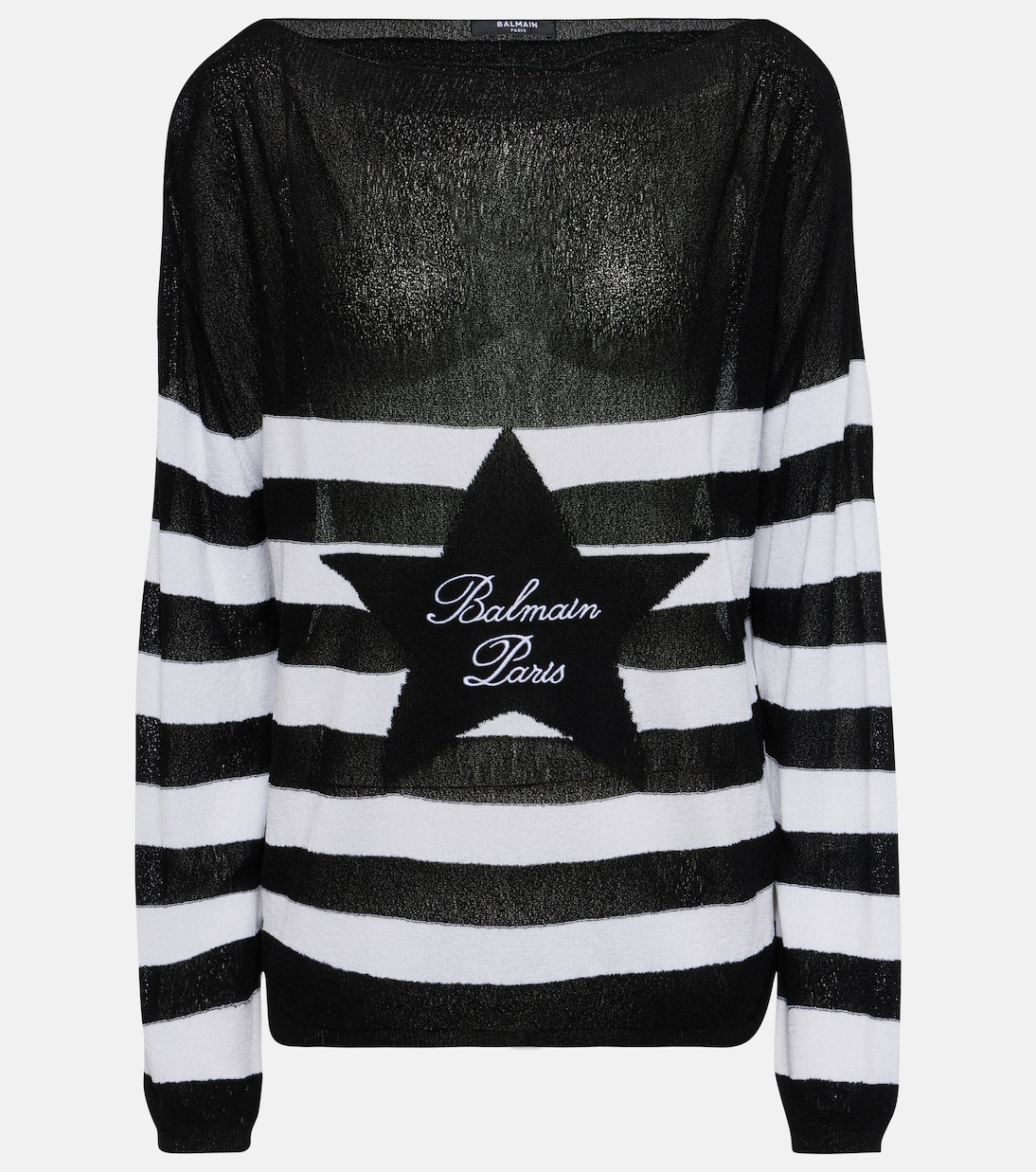 Полосатый свитер с логотипом Balmain, черный