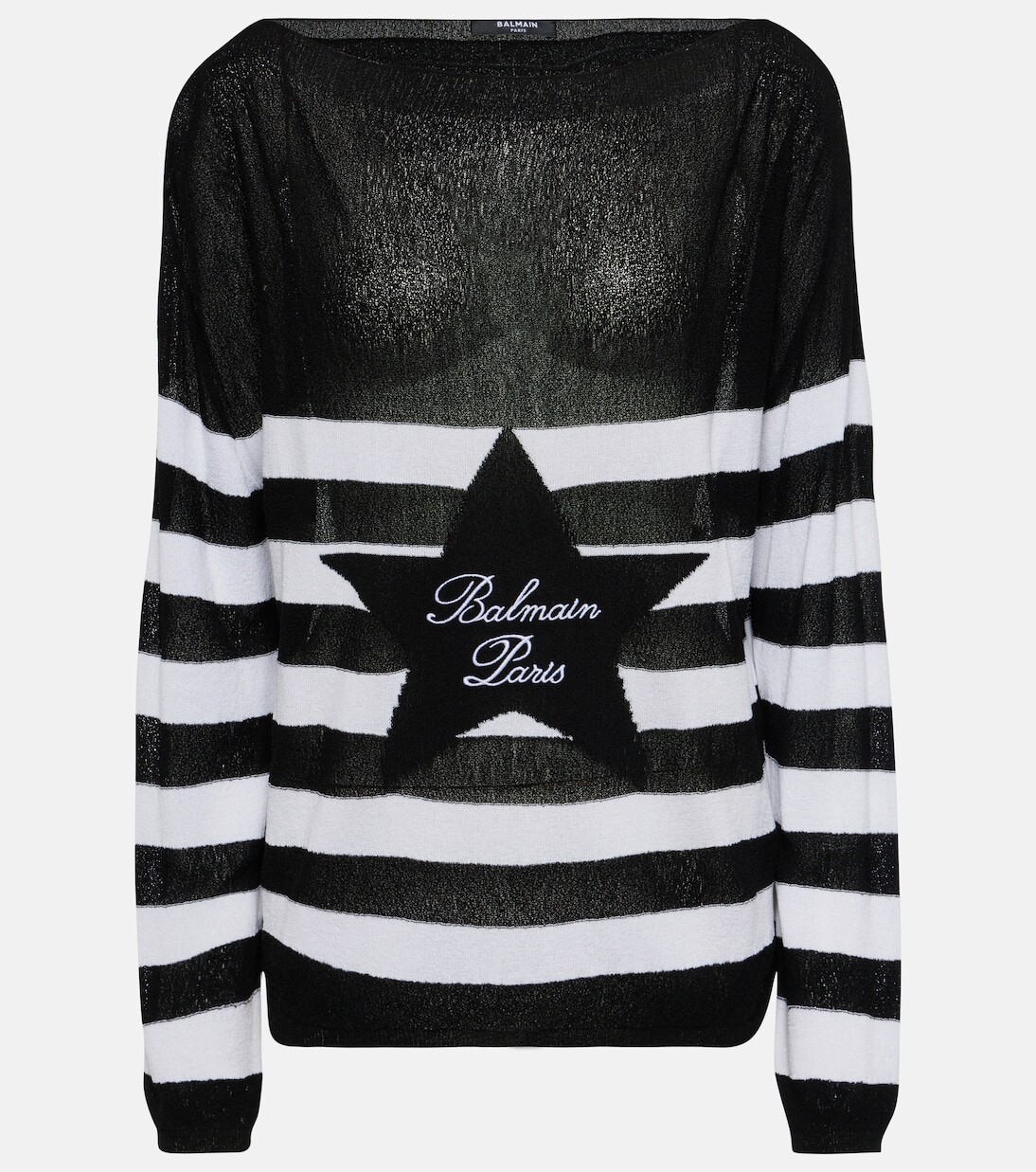 

Полосатый свитер с логотипом Balmain, черный