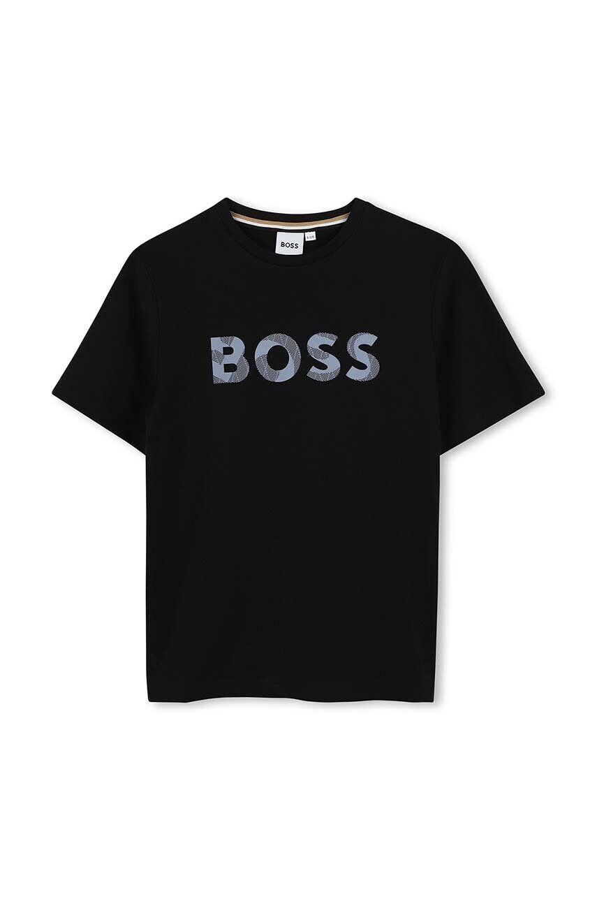 

Детская хлопковая футболка BOSS, черный