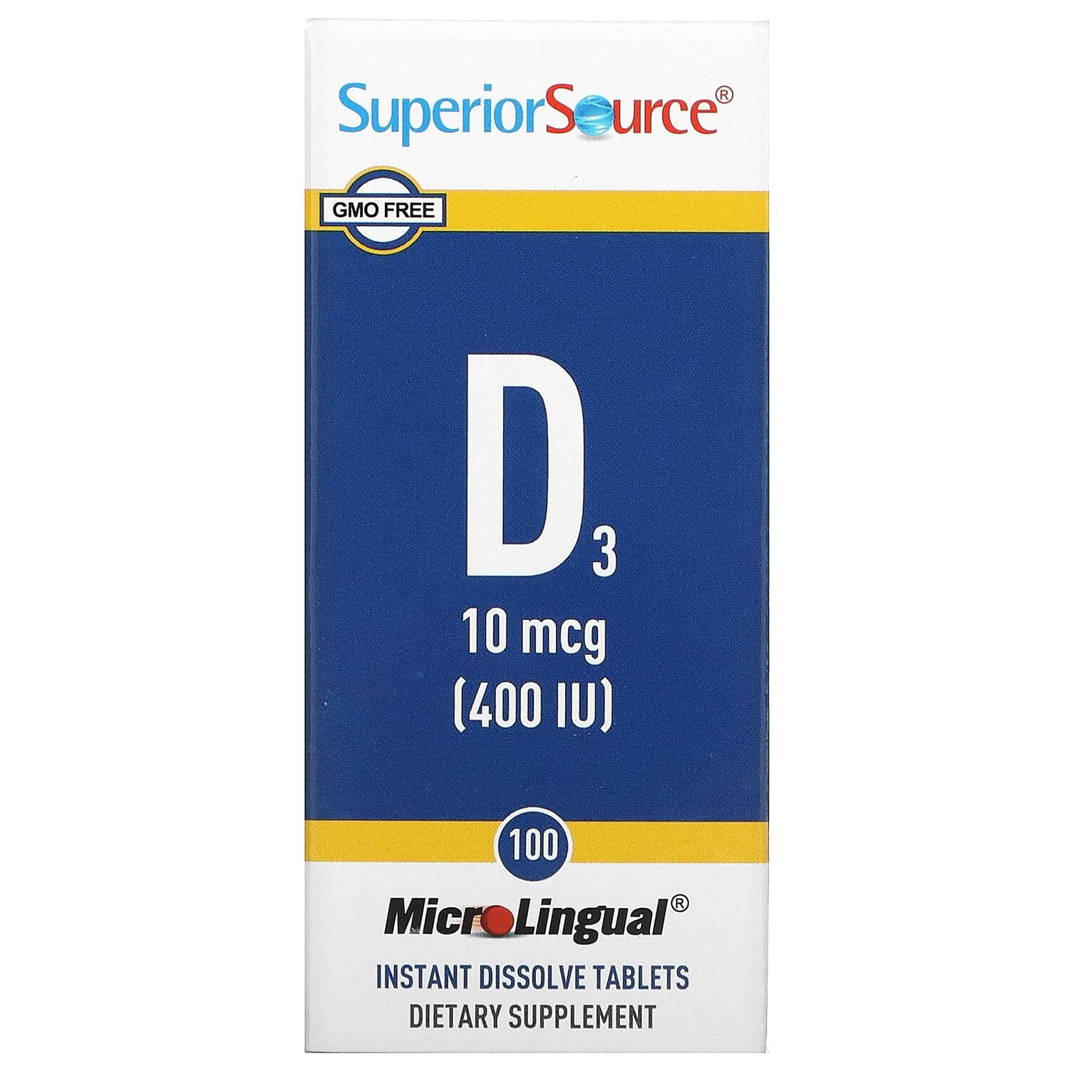 

MicroLingual, Витамин D3, 400 IU, 100 таблеток, Superior Source