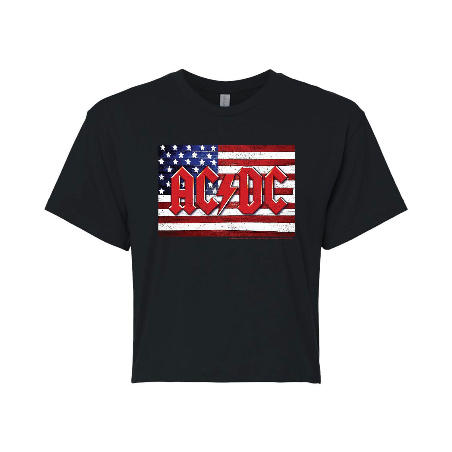 Укороченная футболка с графическим рисунком AC/DC для юниоров с американским флагом Licensed Character, черный укороченная худи с графическим рисунком ac dc patriotic для юниоров licensed character