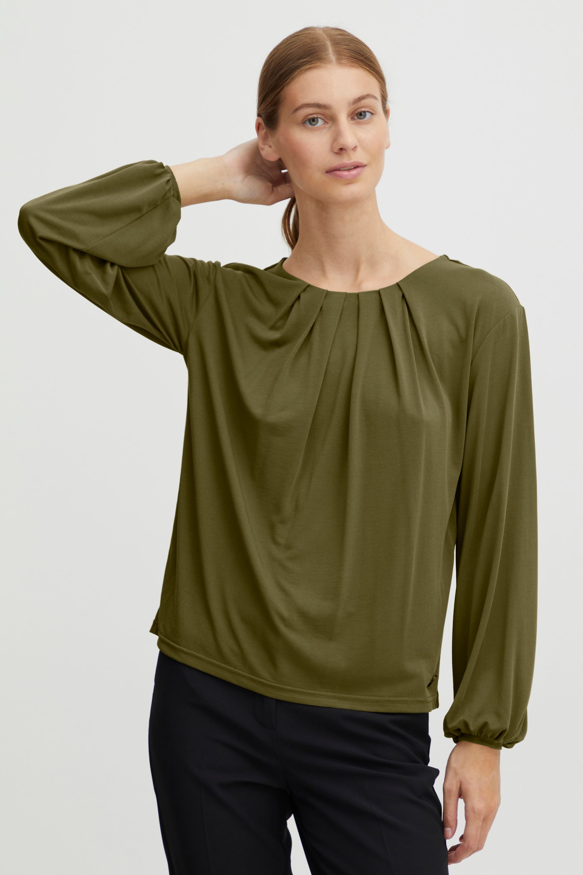 Блуза Oxmo Langarm, зеленый