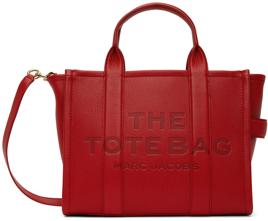 цена Красная сумка-тоут 'The Leather Medium Tote Bag' Marc Jacobs