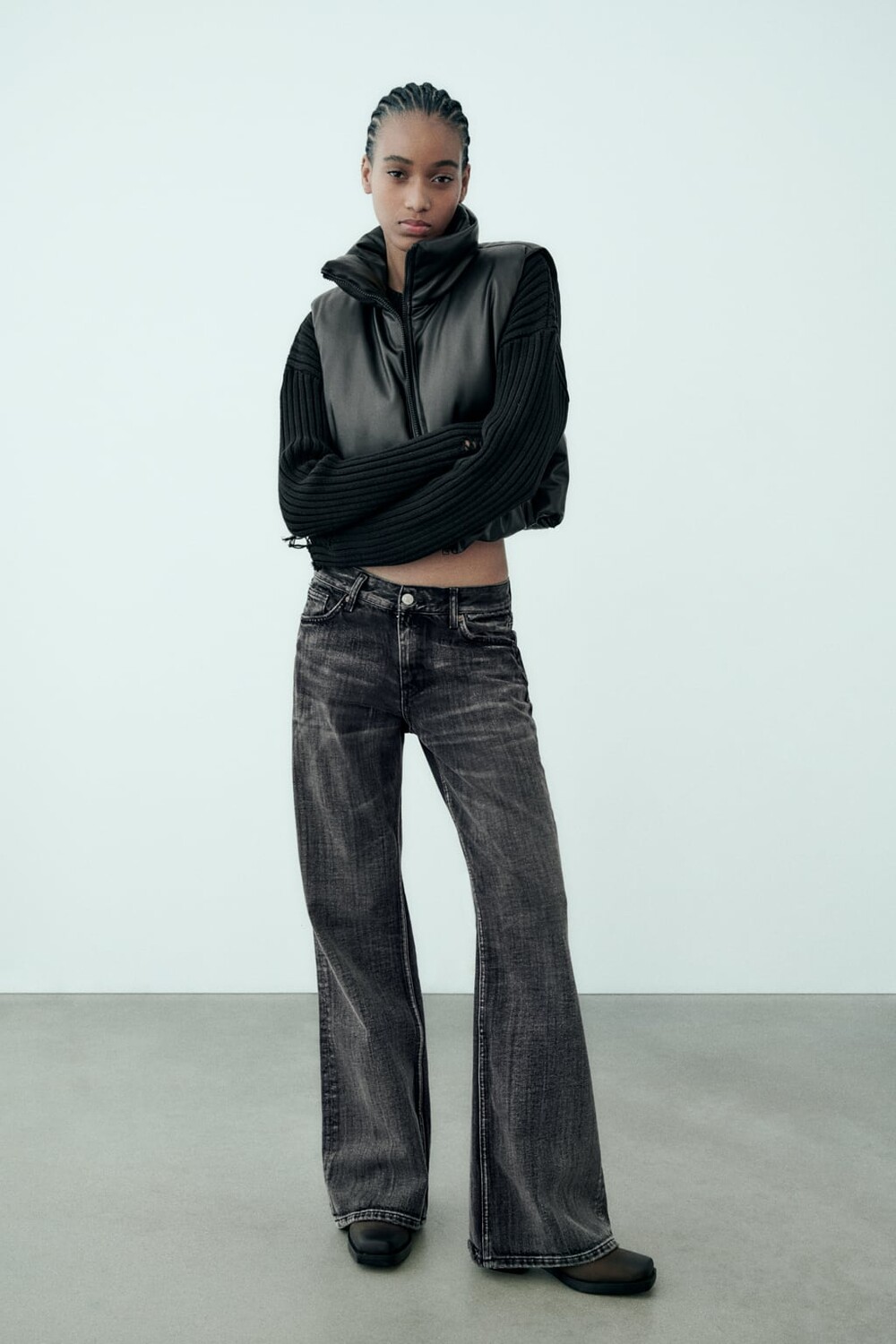 

Жилет из искусственной кожи ZARA, черный