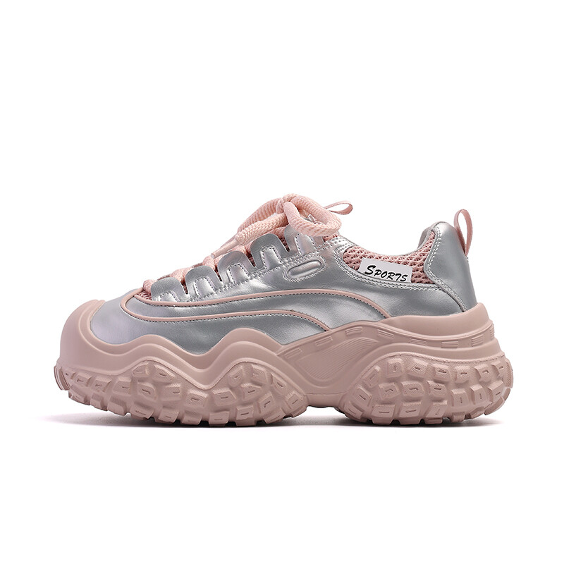 

Кроссовки женские толстые низкие Baijiasi, цвет Silver Pink