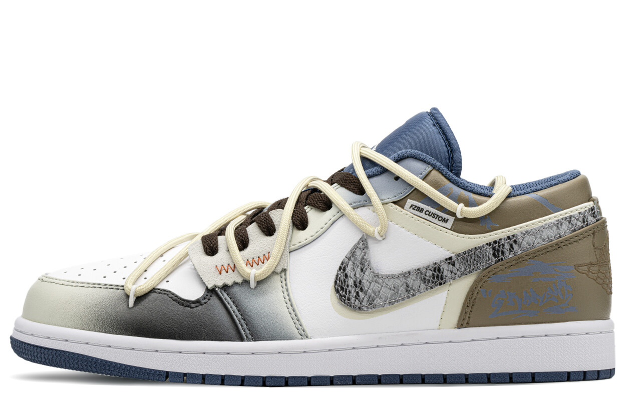 

Кроссовки Air Jordan 1 Vintage Basketball Shoes Men Low-top Beige/Blue, синий