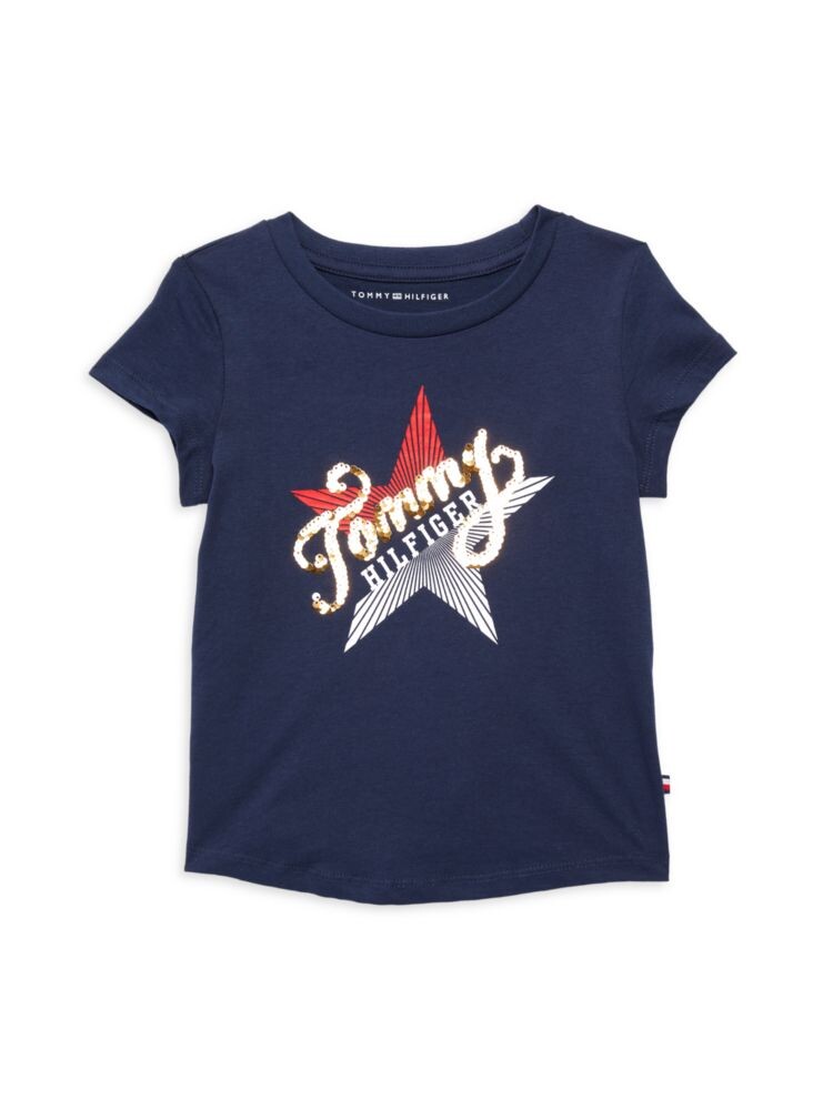 

Футболка с логотипом и пайетками для маленькой девочки Tommy Hilfiger, темно-синий