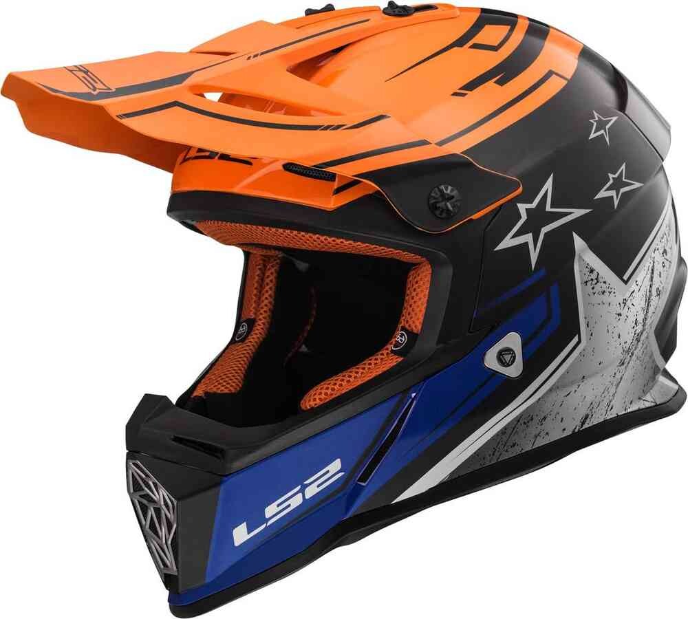 

Шлем для мотокросса Fast MX437 Core LS2, черный матовый/оранжевый