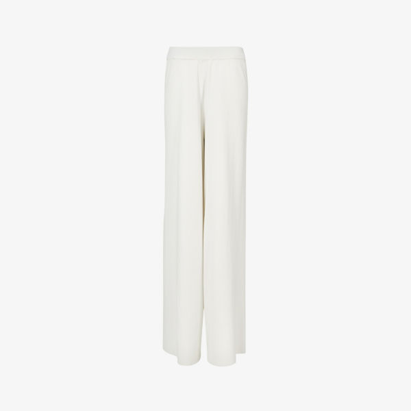 цена Широкие трикотажные брюки средней посадки с эластичным поясом Leem, белый