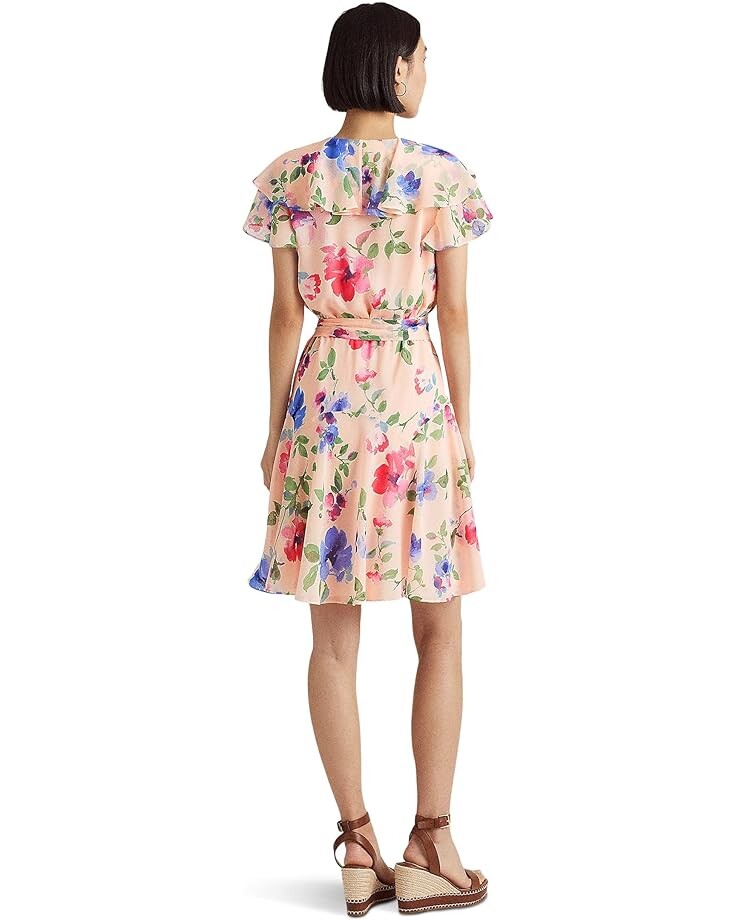 

Платье LAUREN Ralph Lauren Floral Belted Crinkle Georgette Dress, цвет Pink Multi