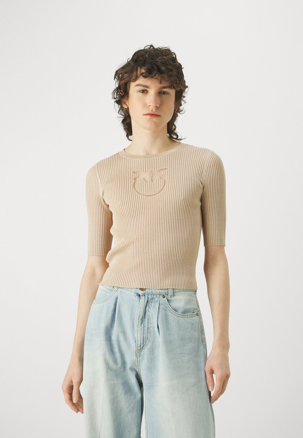 

Футболка с принтом Tritone Maglia Pinko, бежевый