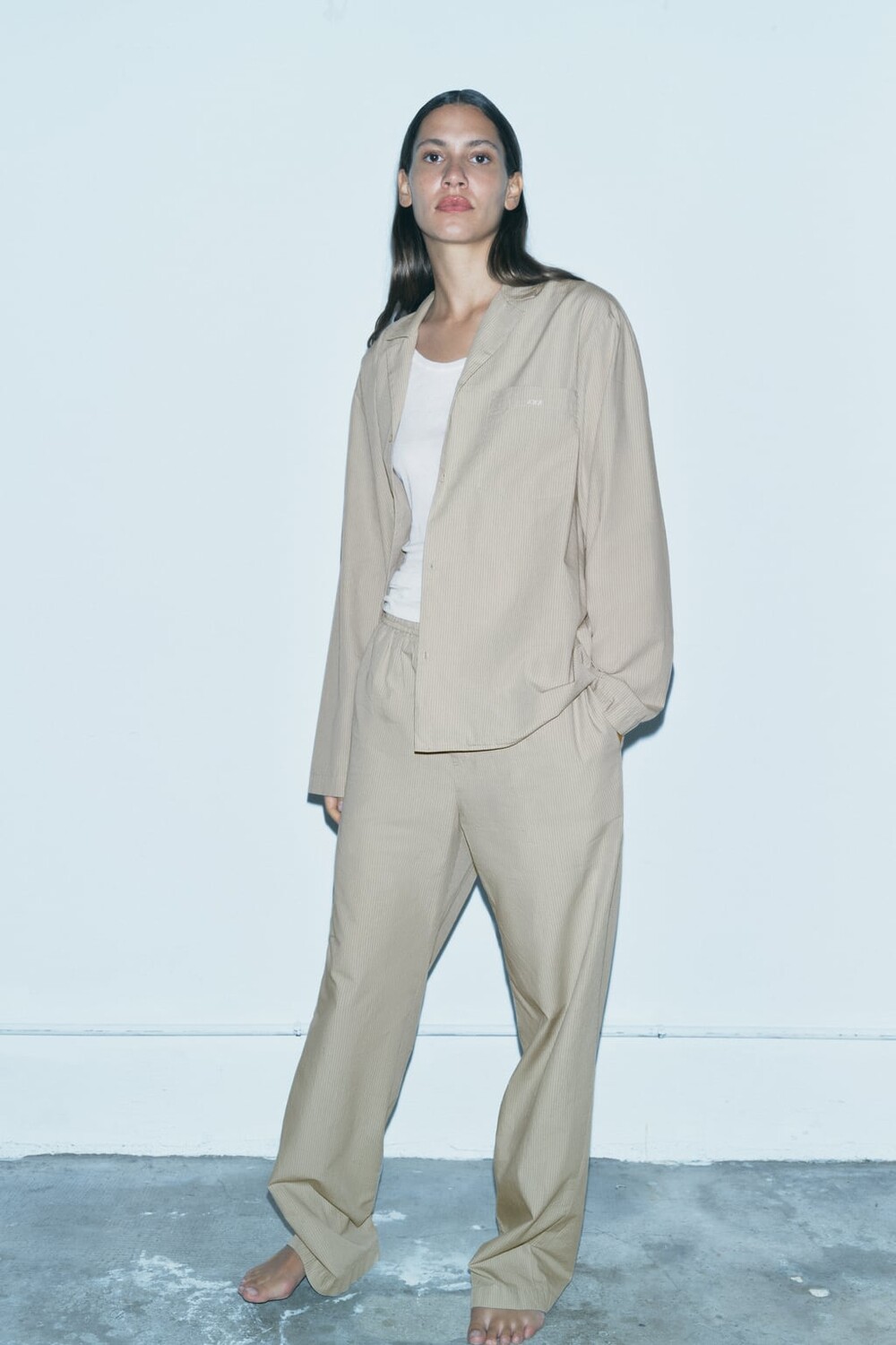 

Полосатые брюки ZARA, серый
