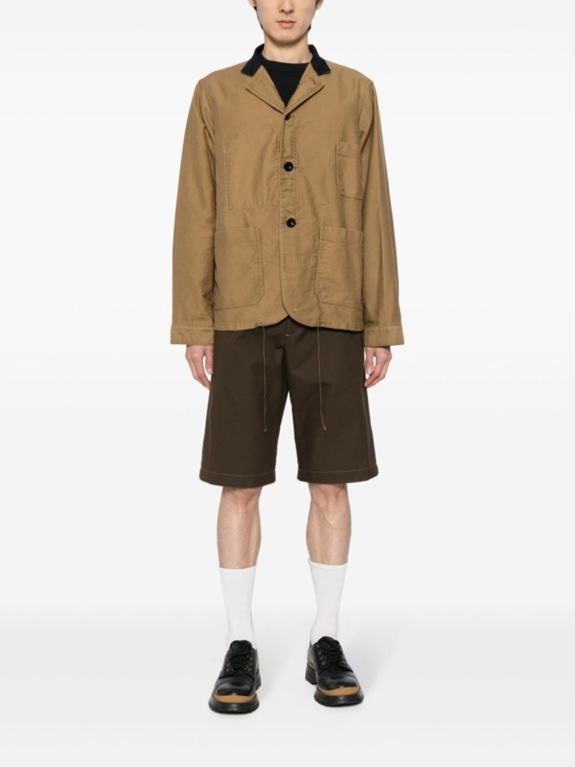 

sacai однобортная куртка-рубашка, коричневый