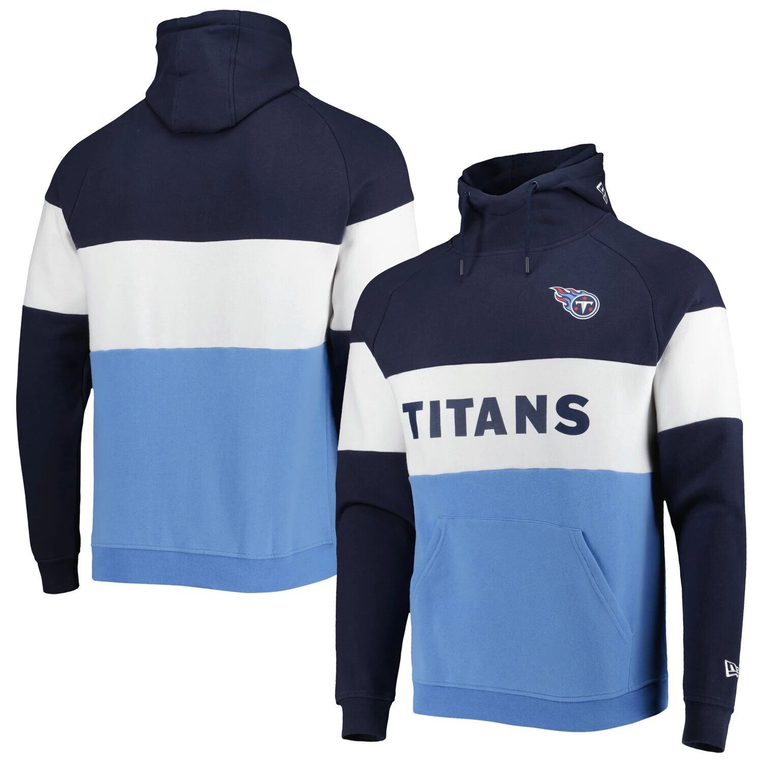 

Мужской голубой пуловер с капюшоном Tennessee Titans Colorblock Current New Era, Синий