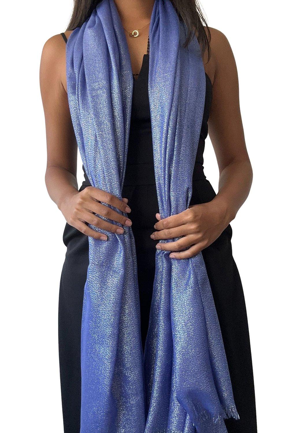 цена Большой вечерний шарф с люрексом KRISP, синий
