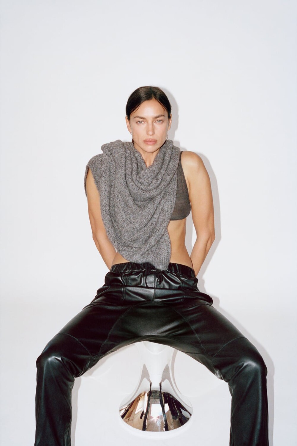 

Кожаные джоггеры ZW из коллекции ZARA, черный
