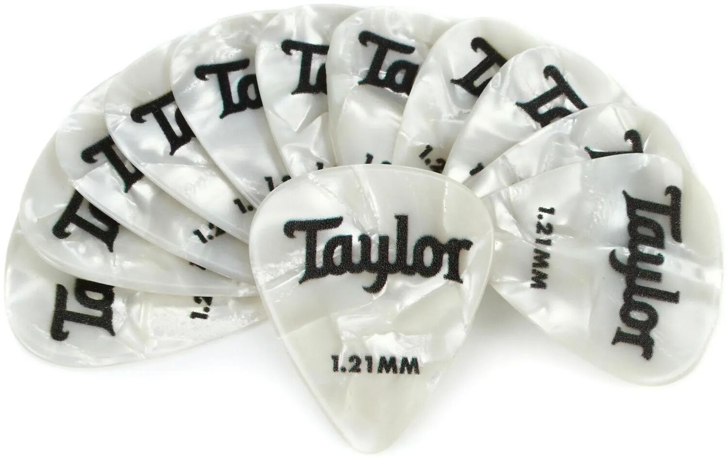 

Медиаторы для гитар Taylor Celluloid 351, 12 шт. — Белый жемчуг, 1,21 мм