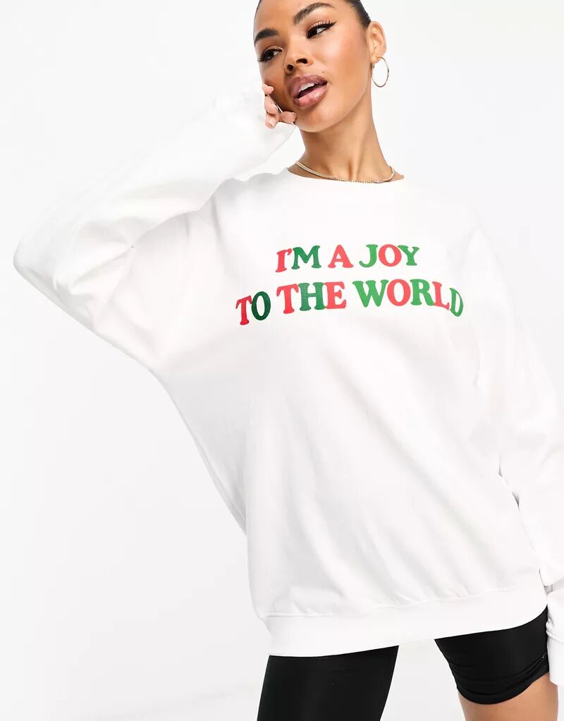 Белый свитшот с мотивом Christmas Joy to the World In The Style