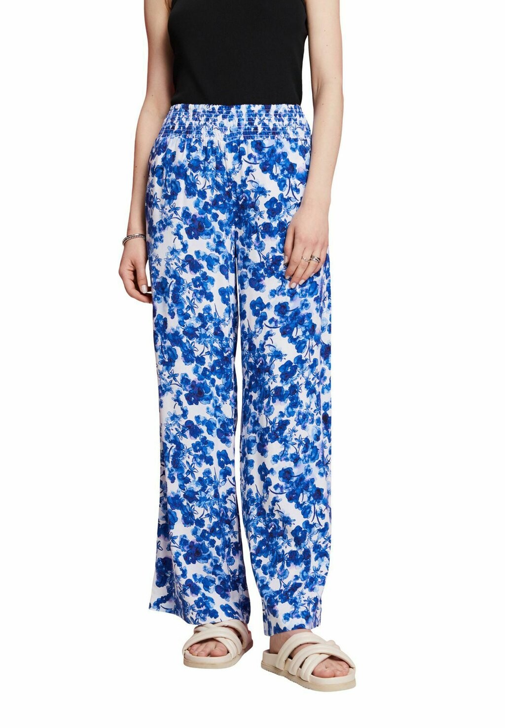 

Брюки Esprit Printed Wideleg, лед, Синий