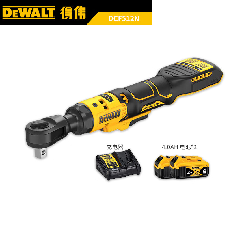 Трещотка аккумуляторная Dewalt DCF512N + два аккумулятора 4.0Ah, зарядное устройство