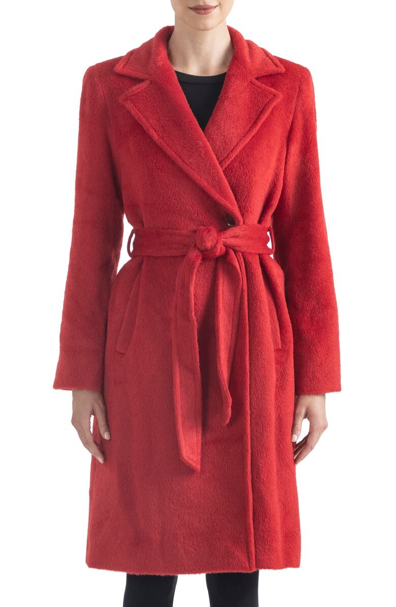 

Пальто из альпаки и шерсти с поясом SOFIA CASHMERE, красный